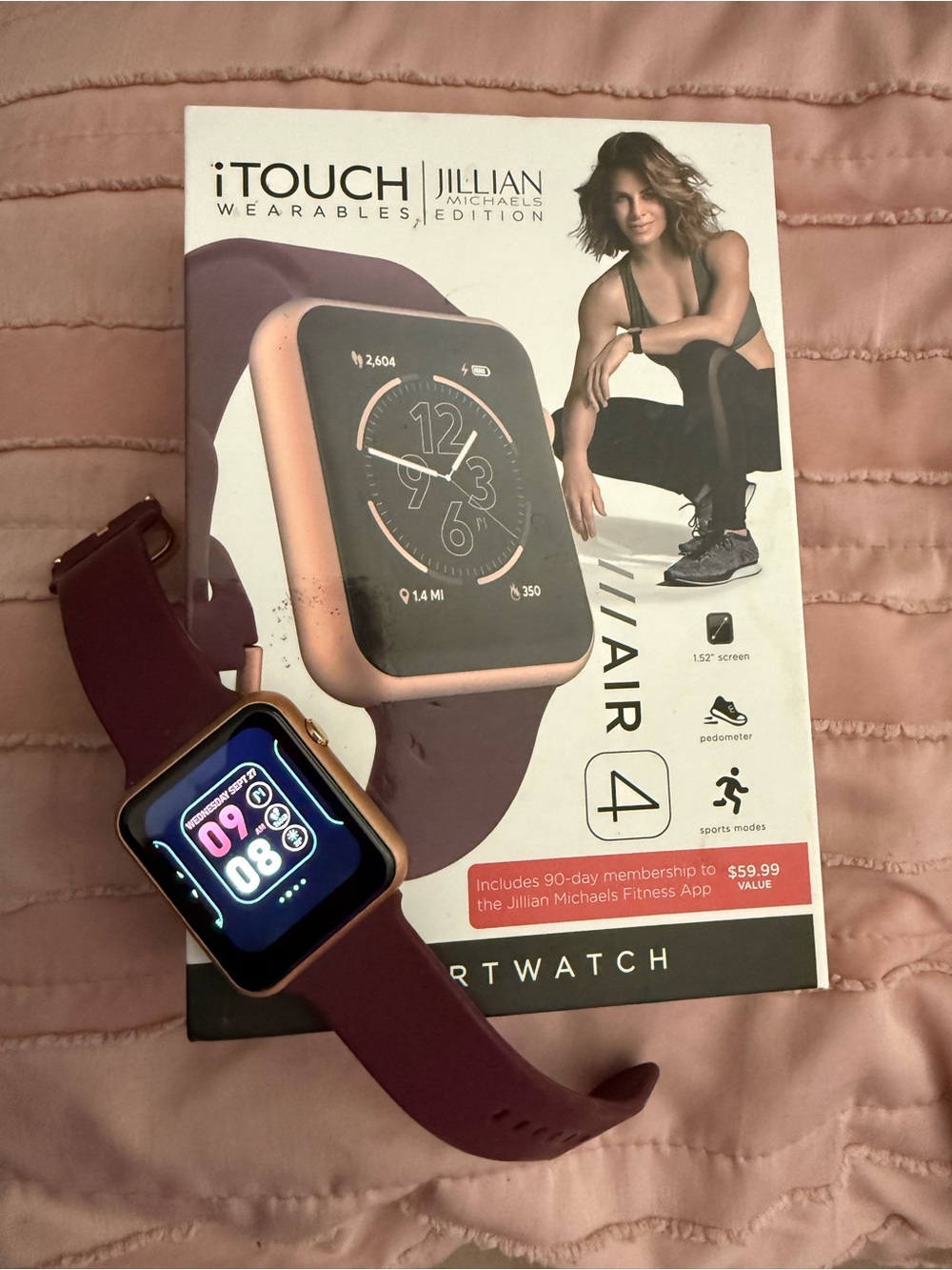 iTouch Wearables Jillian Michaels Edition Smartwatch in Plum with Rose-Gold Case